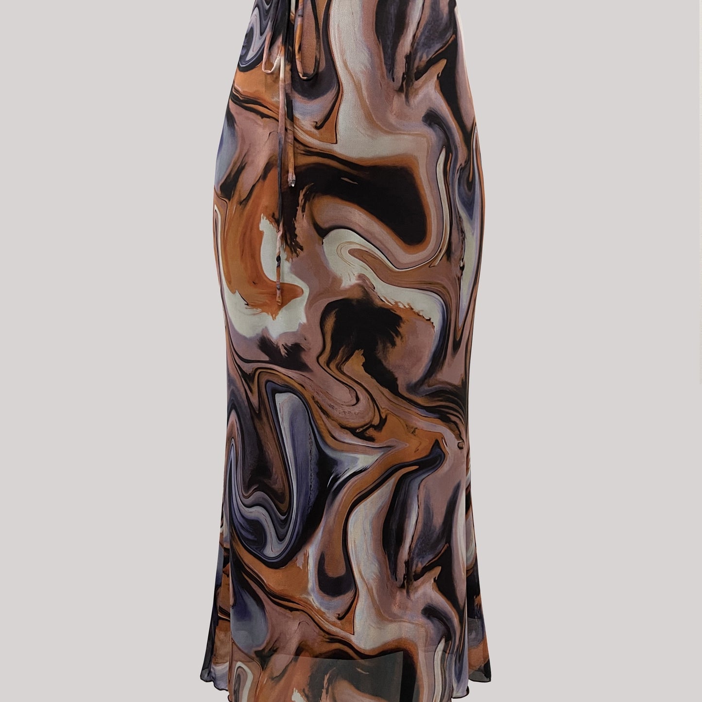 All Over Print Tie Waist Mesh Skirt, Casual Skirt For Spring & Summer, Women's Clothing