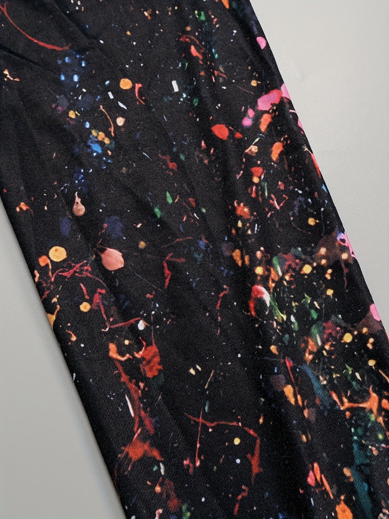 vlovelaw Graphic Print Notched Neck Dress, Casual Long Sleeve Mini Dress, Women's Clothing