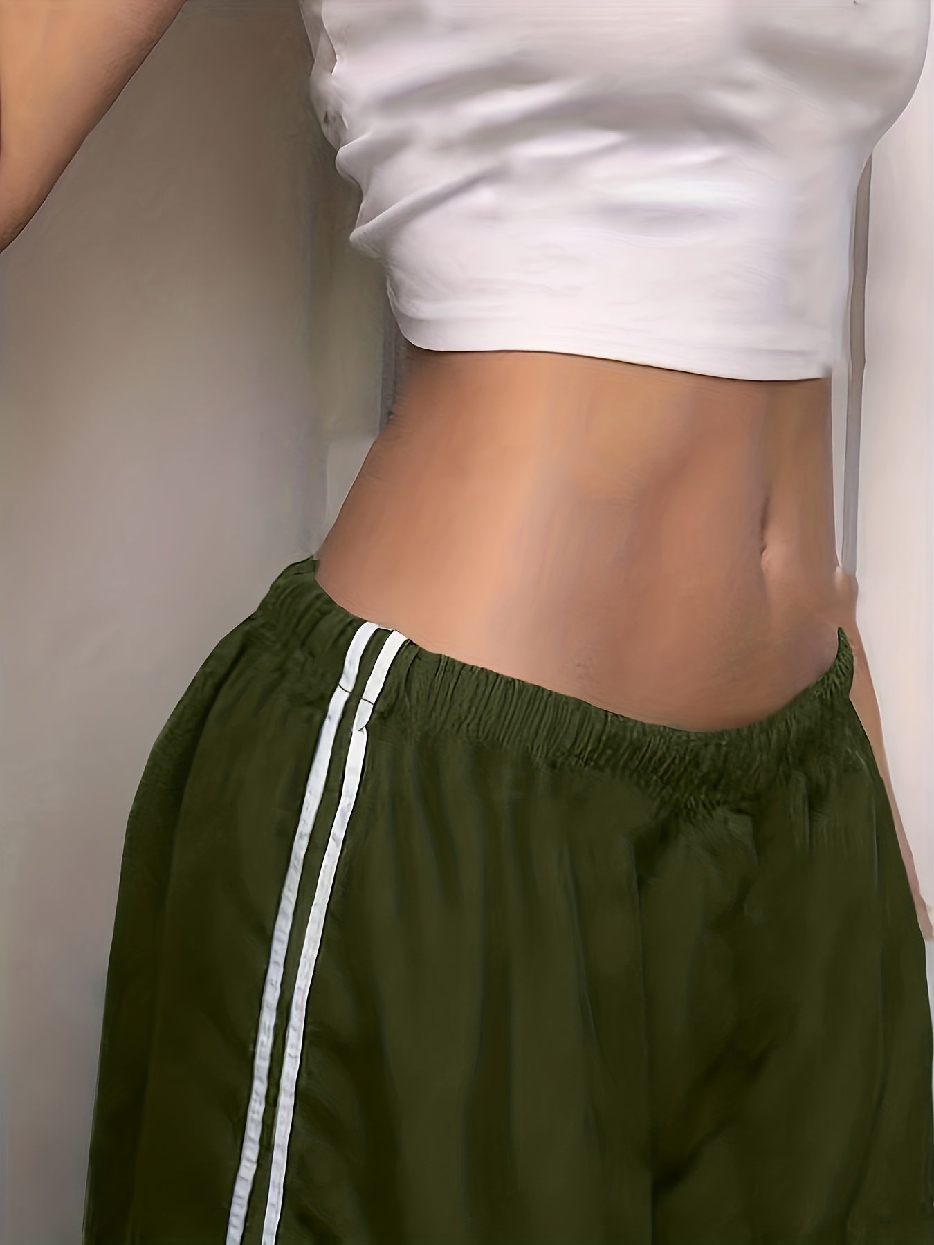 vlovelaw Contrast Side Wide Leg Pants, Baddie Clothes Drawstring Pants For Spring & Summer, Women's Clothing