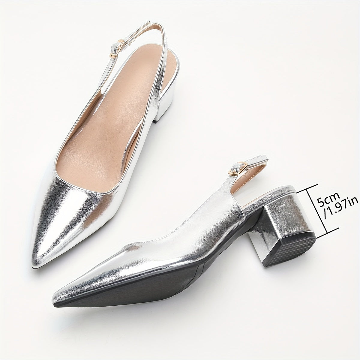 vlovelaw Elegant Women's Dress Pumps-Solid Color & Chunky Heels-Versatile Point Toe with Fashionable Slingback Buckle-Perfect for Evenings & Special Occasions