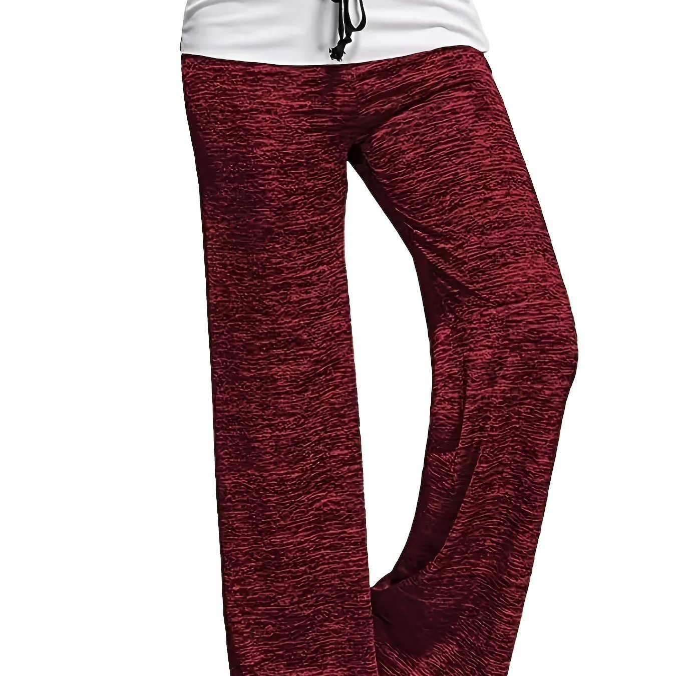 vlovelaw Plus Size Casual Pants, Women's Plus Colorblock Drawstring Slight Stretch Loose Fit Pants