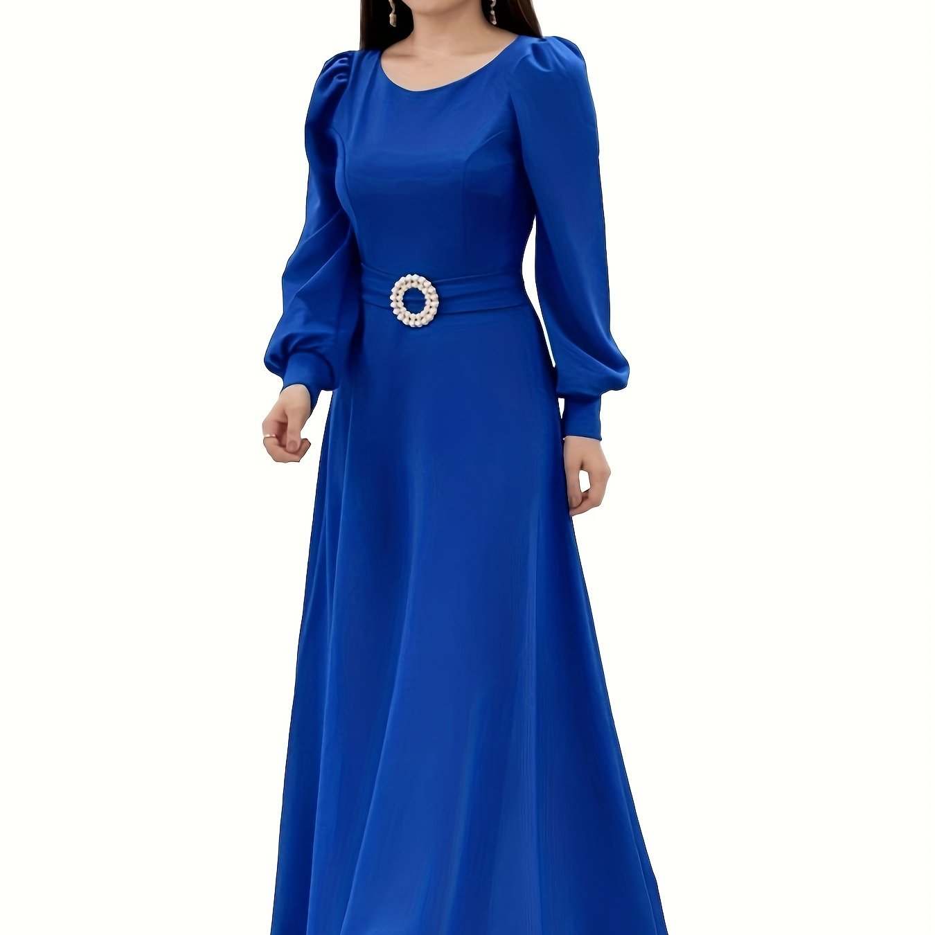 vlovelaw Solid Color Abayas Dress, Casual Long Sleeve Abayas Dress For Spring & Fall, Women's Clothing