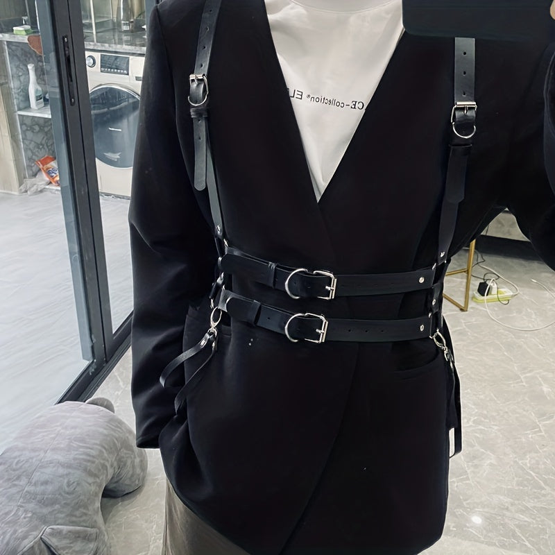 vlovelaw Handsome PU Leather Lace-Up Suspender Belt for Men's Suit and Shirt Decoration - Stylish and Comfortable