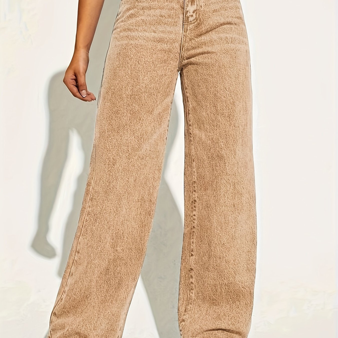 vlovelaw Plain Loose Fit Baggy Jeans, Slant Pockets Non-Stretch Casual Wide Legs Jeans, Women's Denim Jeans & Clothing