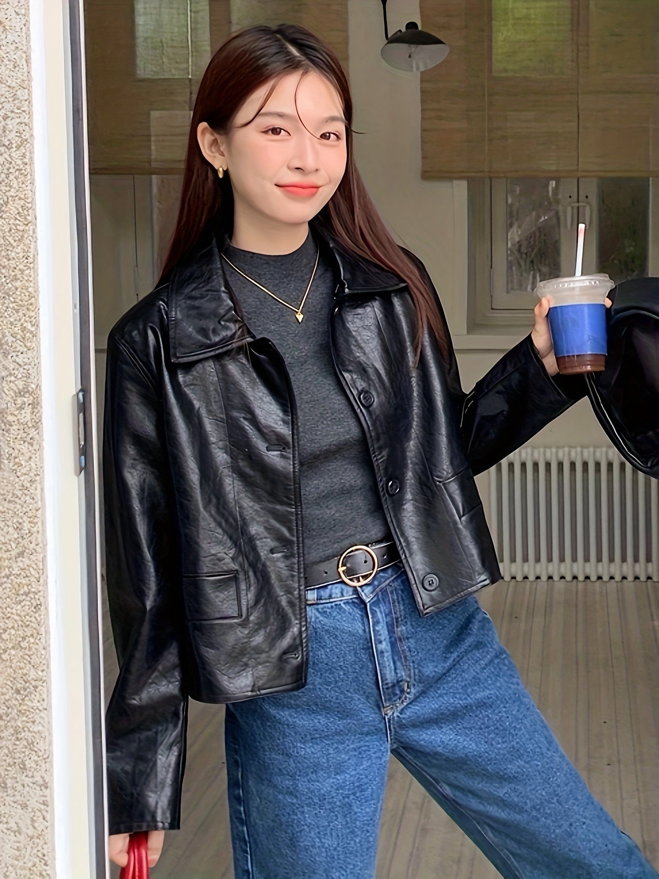 Solid Button Front Jacket, Casual Long Sleeve Versatile Outerwear, Women's Clothing