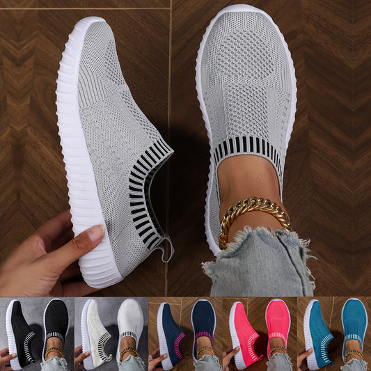 vlovelaw  Women's Breathable Knit Sneakers, Casual Lace Up Outdoor Shoes, Lightweight Mesh Low Top Shoes