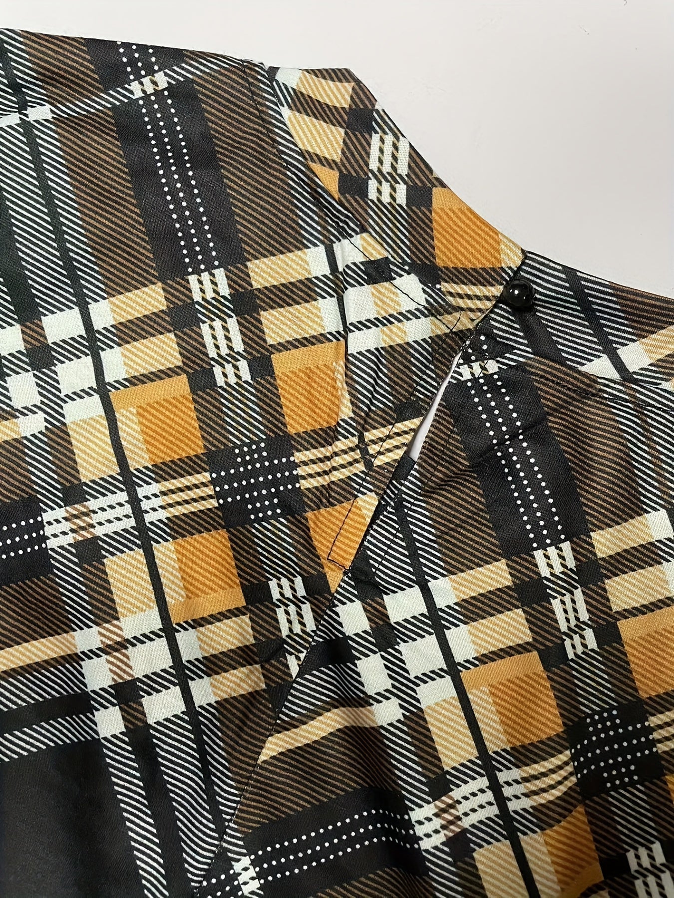 vlovelaw Plaid Mock Neck Dress, Elegant Long Sleeve Dress For Spring & Fall, Women's Clothing