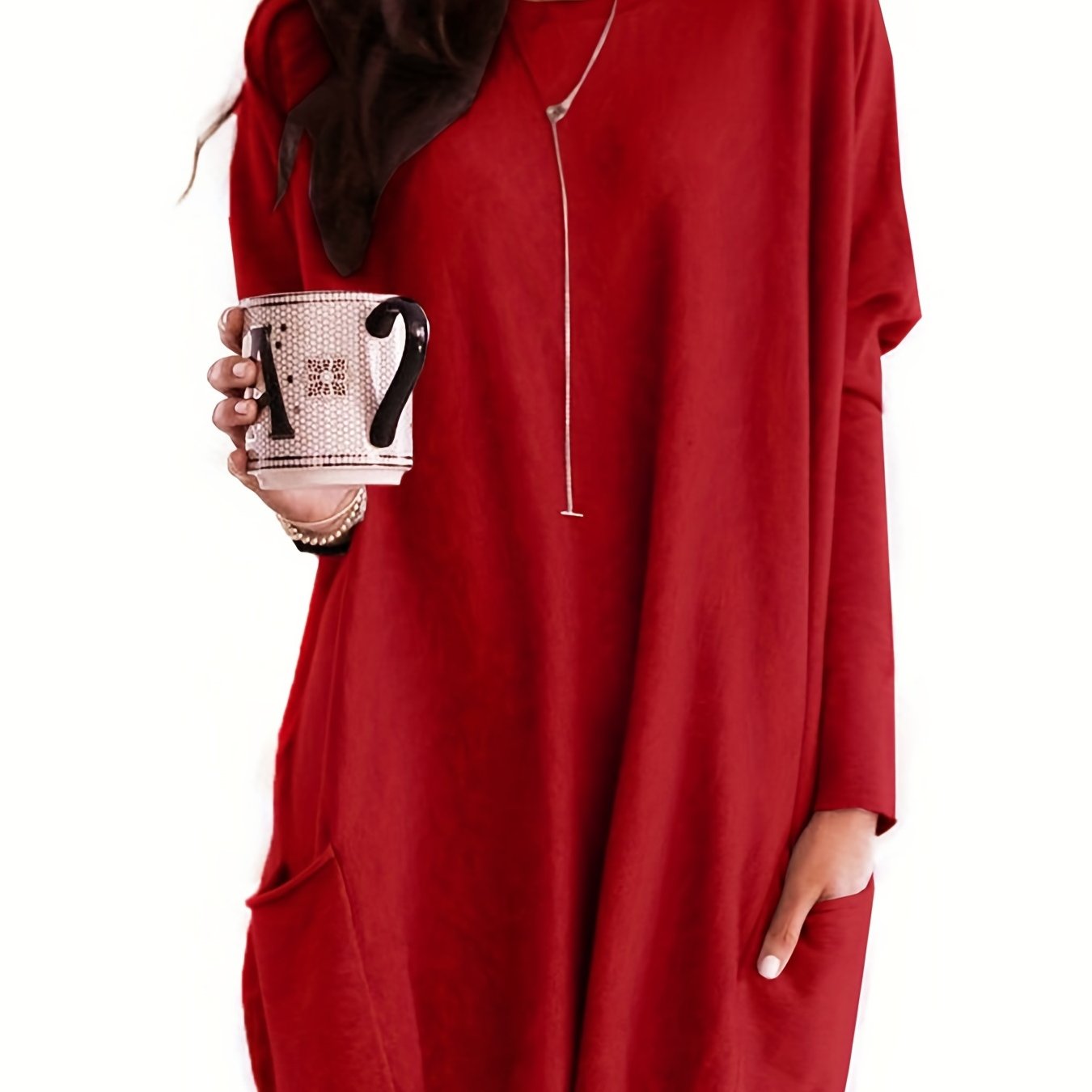 vlovelaw Solid Patched Pockets Pullover Sweatshirt, Casual Long Sleeve Sweatshirt For Spring & Fall, Women's Clothing