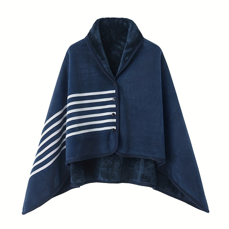 1pc Multifunctional Shawl Blanket With Double Layer Thick Plaid Pattern Polar Fleece Throw Blanket Autumn And Winter Office Wearable Blanket