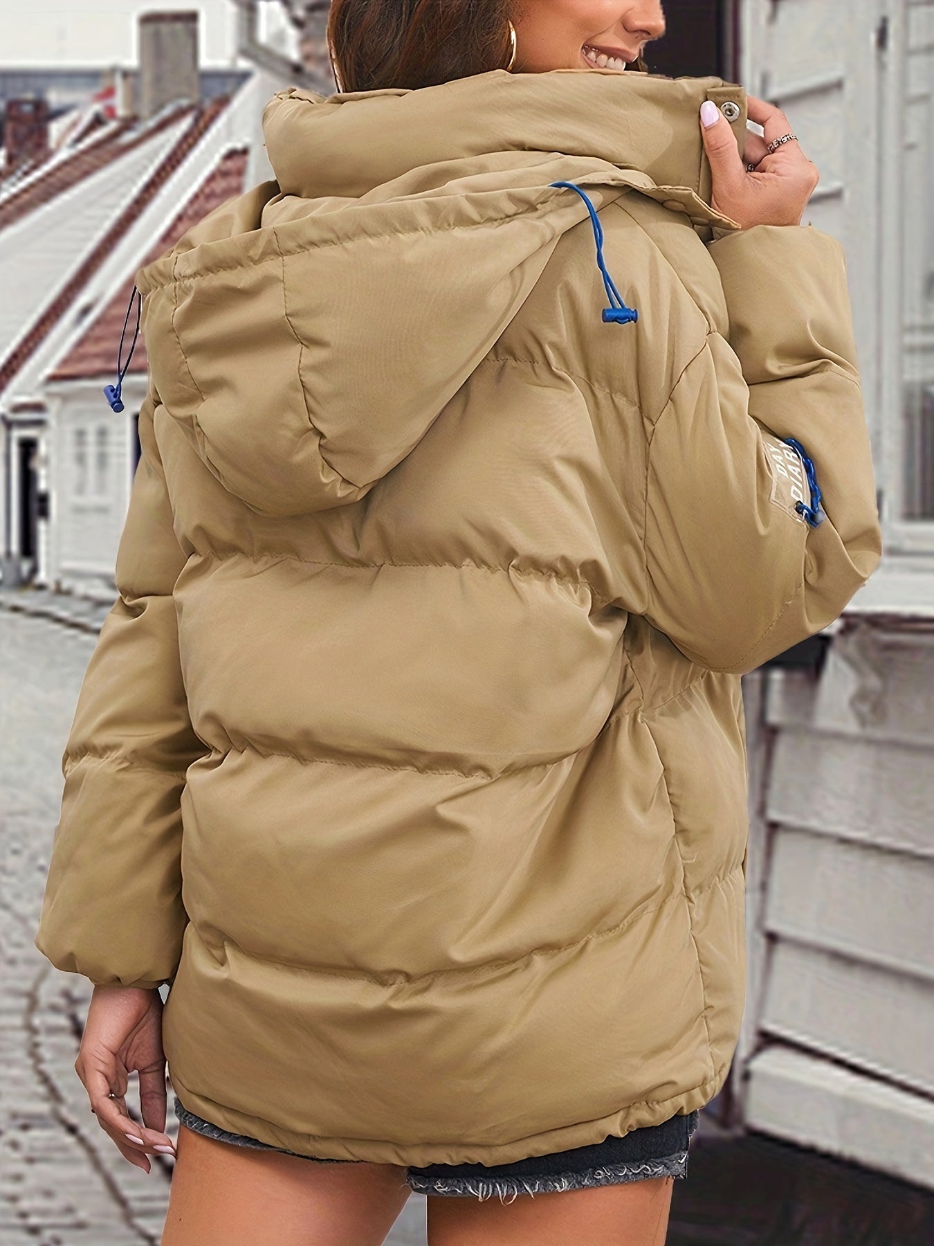 vlovelaw Zip Up Hooded Parka, Winter & Fall Long Sleeve Casual Outerwear, Women's Clothing