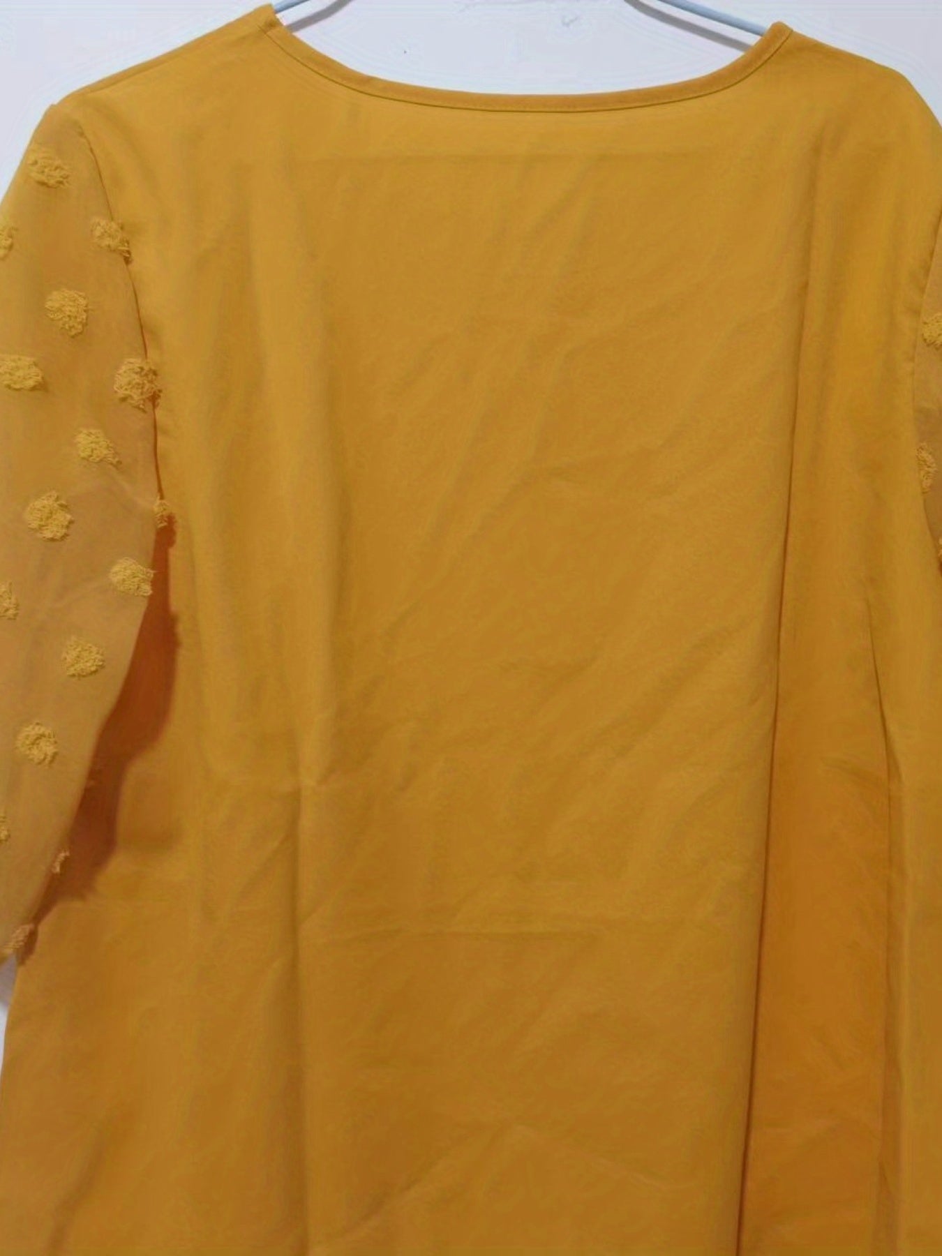 vlovelaw Swiss Dot Half Sleeve Blouse, Casual Solid Crew Neck Summer Blouse, Women's Clothing
