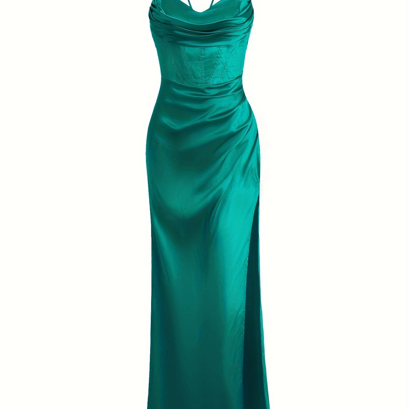 vlovelaw Split Thigh Backless Dress, Sexy Solid Party Maxi Dress, Women's Clothing