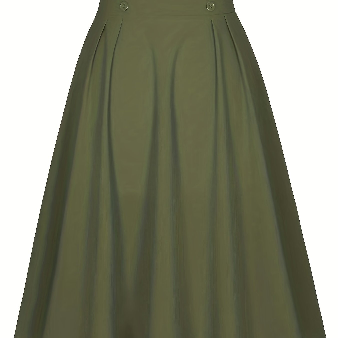Versatile Solid Pleated Skirts, Elegant Button Front High Waist Skirts, Women's Clothing