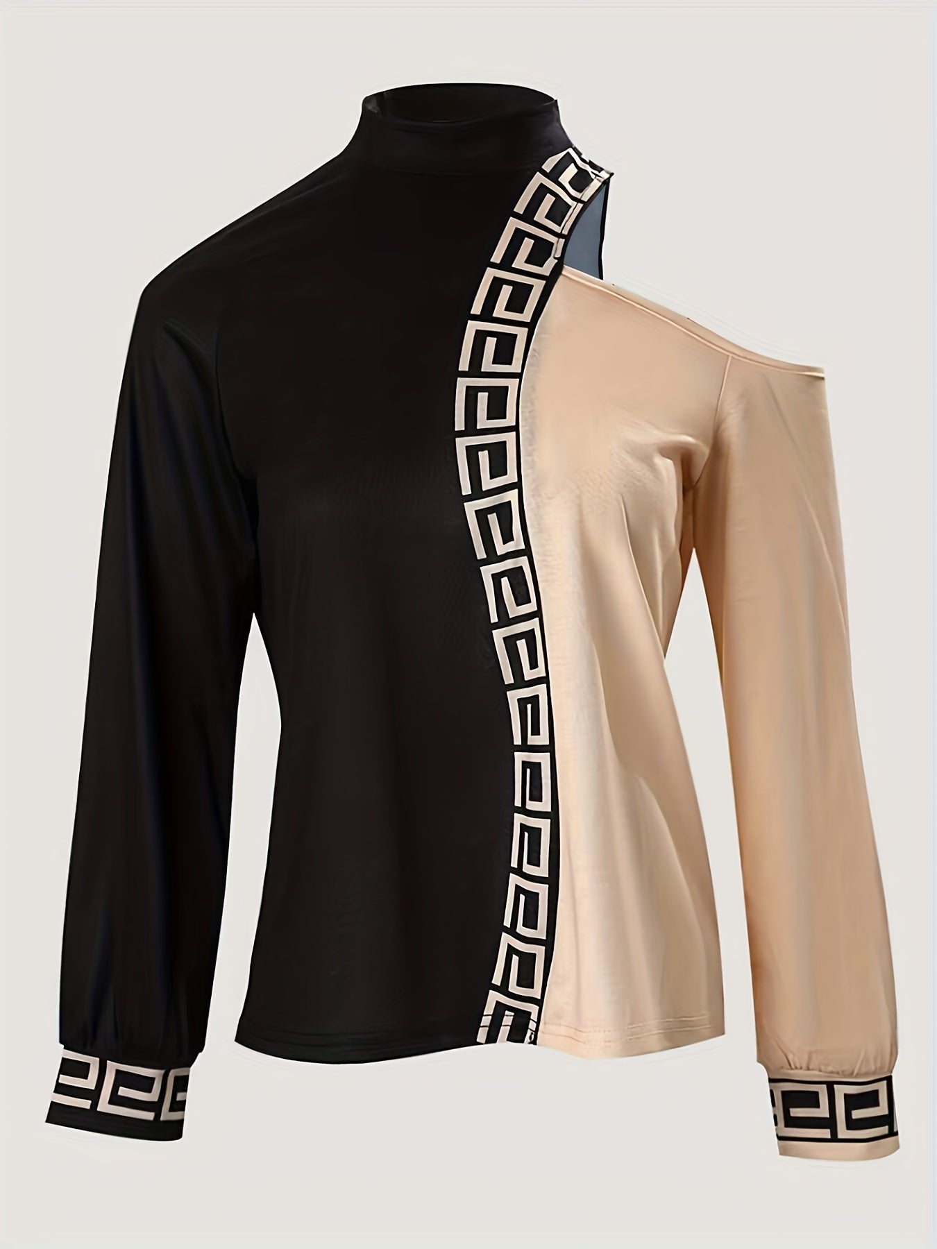 vlovelaw  Color Block Cut Out T-shirt, Casual Long Sleeve T-shirt For Spring & Fall, Women's Clothing