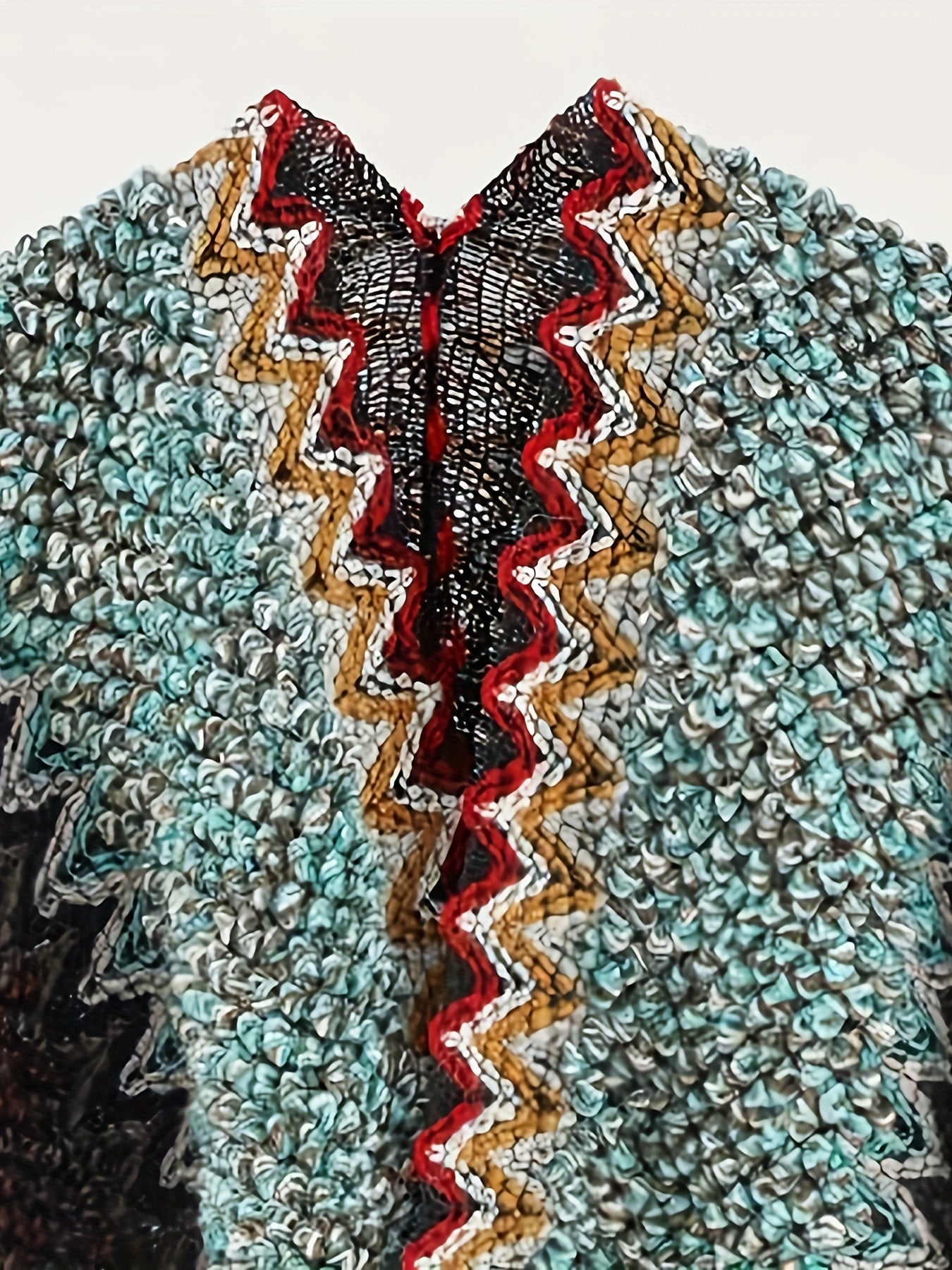 vlovelaw Plus Size Boho Cover Up, Women's Plus Chevron Pattern Tassel Decor Open Front Cape Shawl