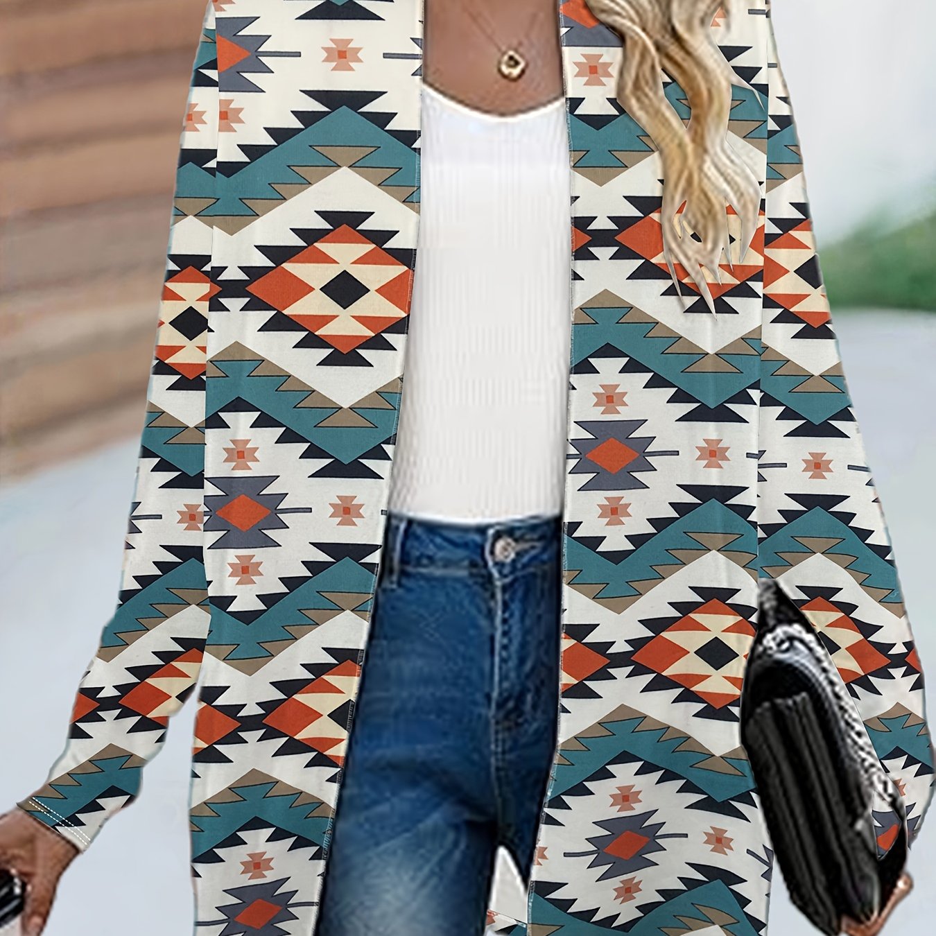 Plaid Print Cardigan, Casual Open Front Long Sleeve Outerwear, Women's Clothing