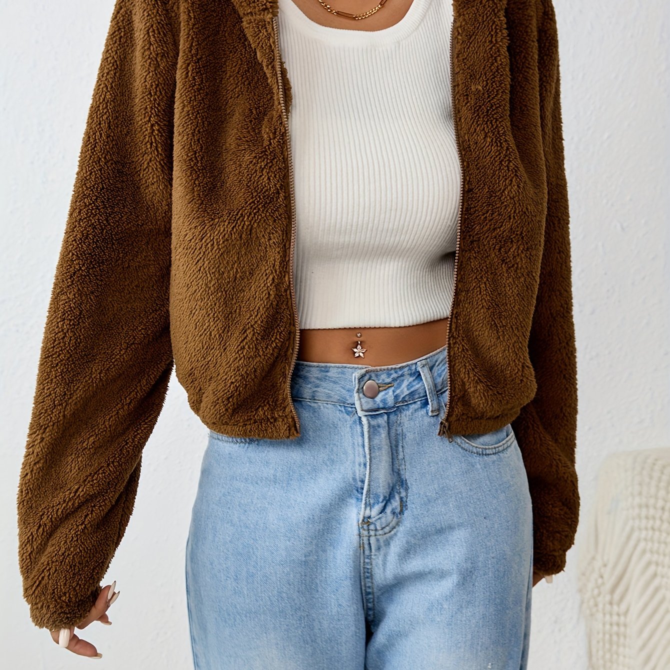 Bear Ears Hooded Fall & Winter Jacket, Elegant Solid Zip Up Long Sleeve Outerwear, Women's Clothing