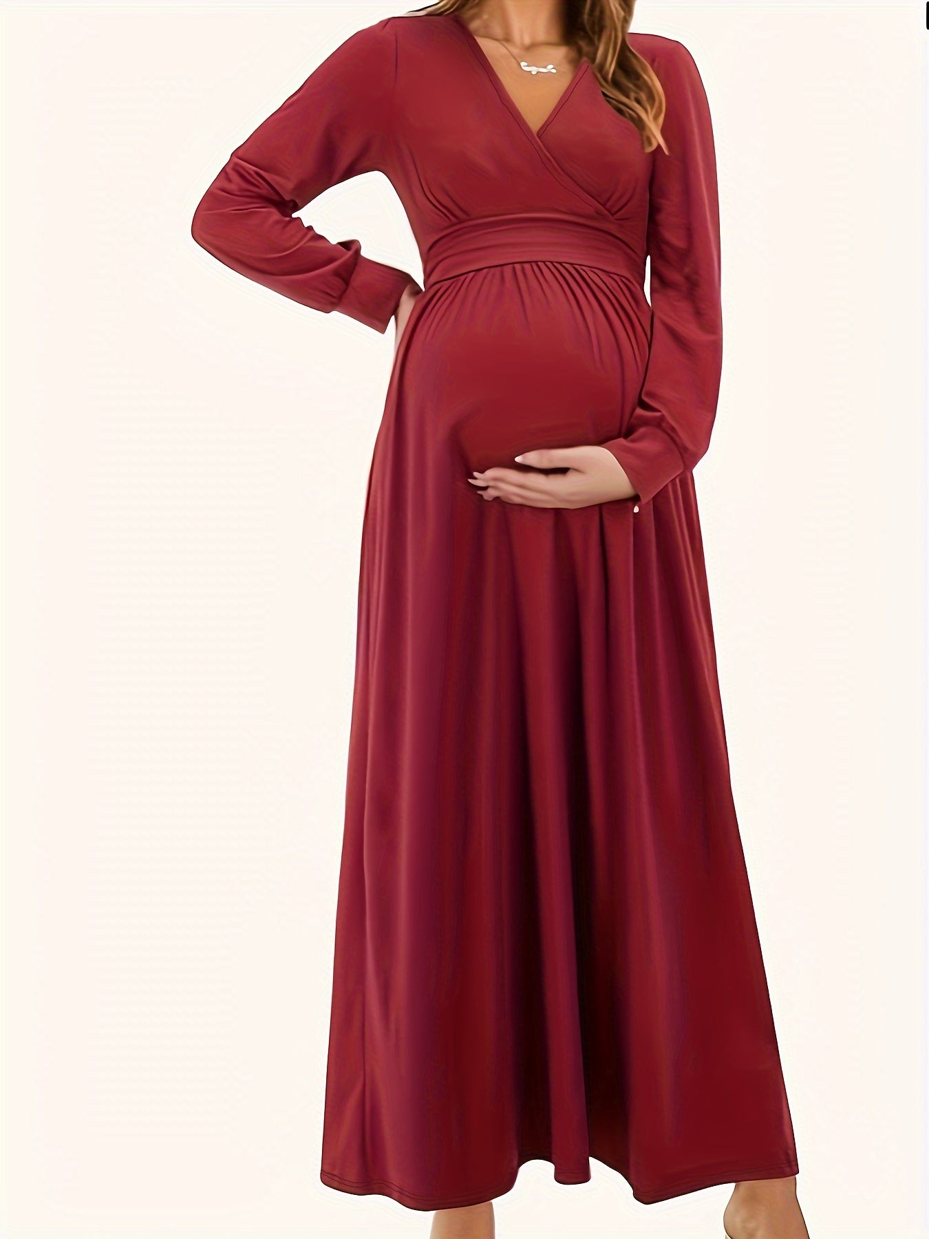 vlovelaw Women's Maternity V Neck Slim Fit Dress For Party, Pregnant Women's Clothing