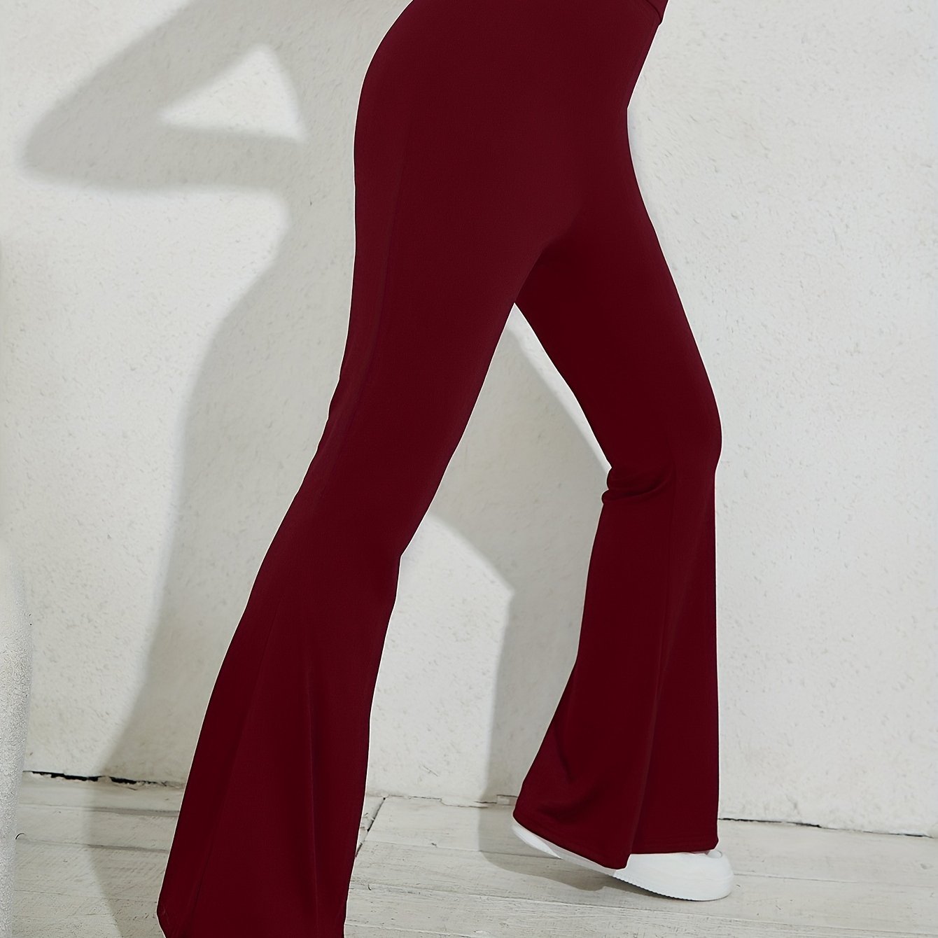 vlovelaw Flared Leg Simple Pants, Vintage Long Length Versatile Bell Bottom Pants, Women's Clothing