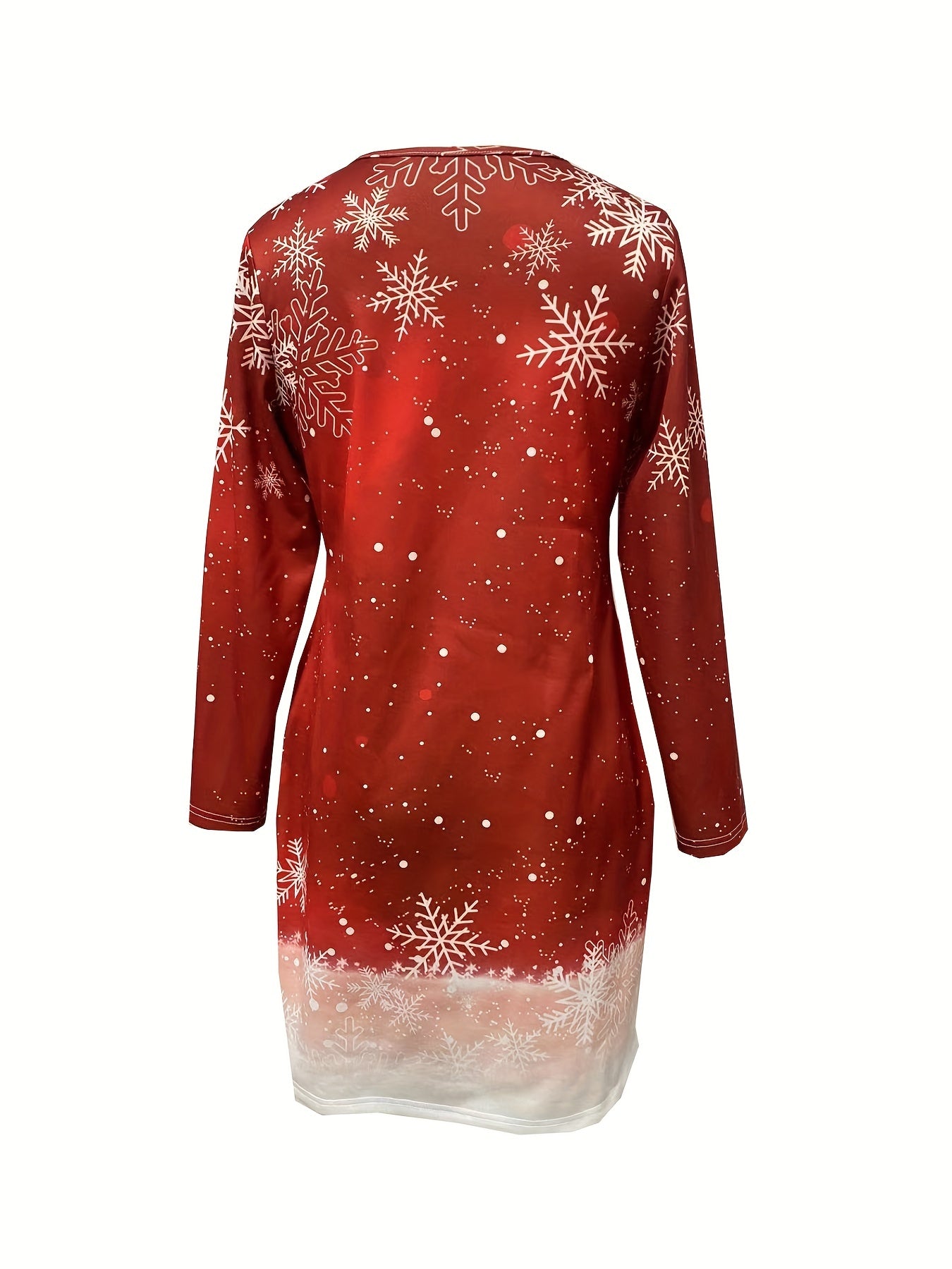 vlovelaw Snowman Print Long Sleeve Dress, Casual Crew Neck Dress For Spring & Fall, Women's Clothing