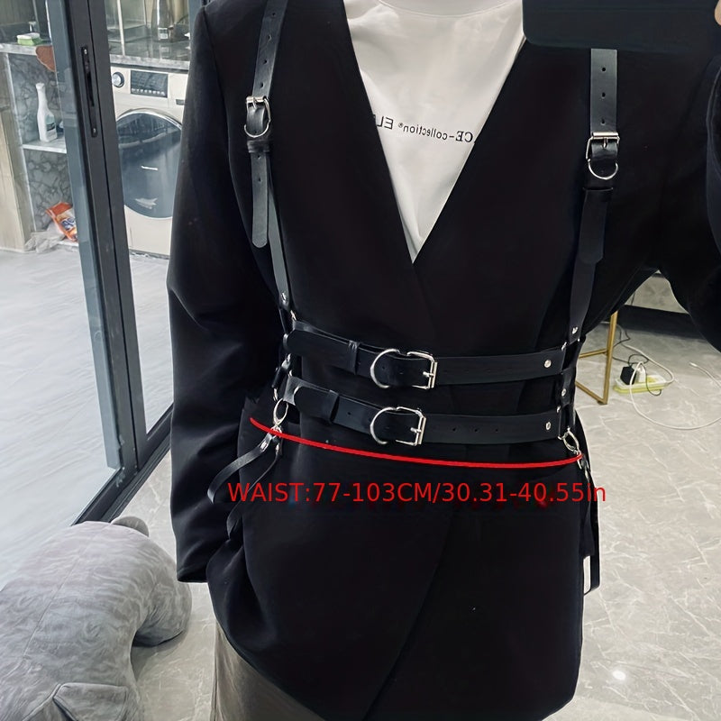 vlovelaw Handsome PU Leather Lace-Up Suspender Belt for Men's Suit and Shirt Decoration - Stylish and Comfortable