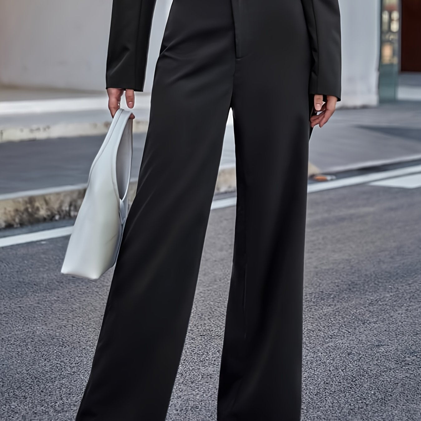 vlovelaw Solid High Waist Pants, Elegant Wide Leg Pants, Women's Clothing