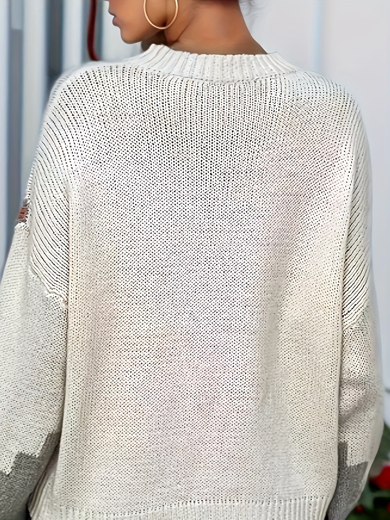 vlovelaw Color Block Crew Neck Sweater, Casual Long Sleeve Drop Shoulder Sweater, Women's Clothing
