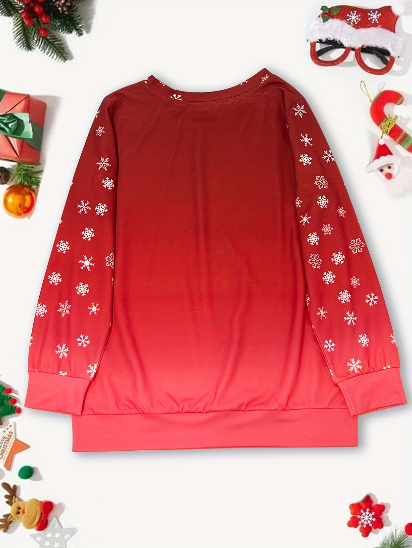 Women's Festive Christmas Wine Glass Print Sweatshirt - Cozy Polyester Blend, Crew Neck, Long Sleeve - Perfect for Fall & Winter, for Christmas, Autumn, Spring