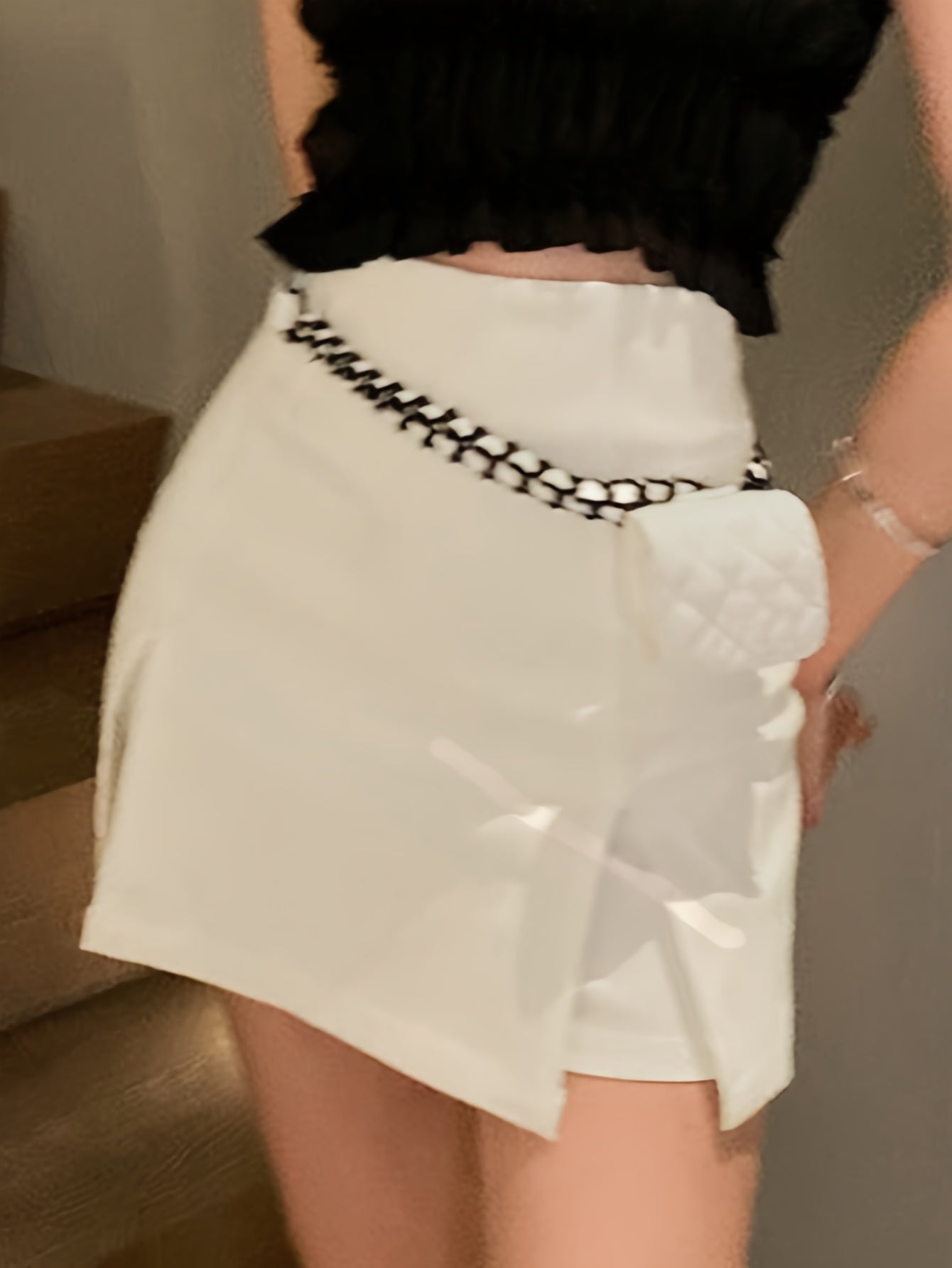 vlovelaw  Solid High Waist Split Shorts, Elegant Bodycon Daily Shorts, Women's Clothing