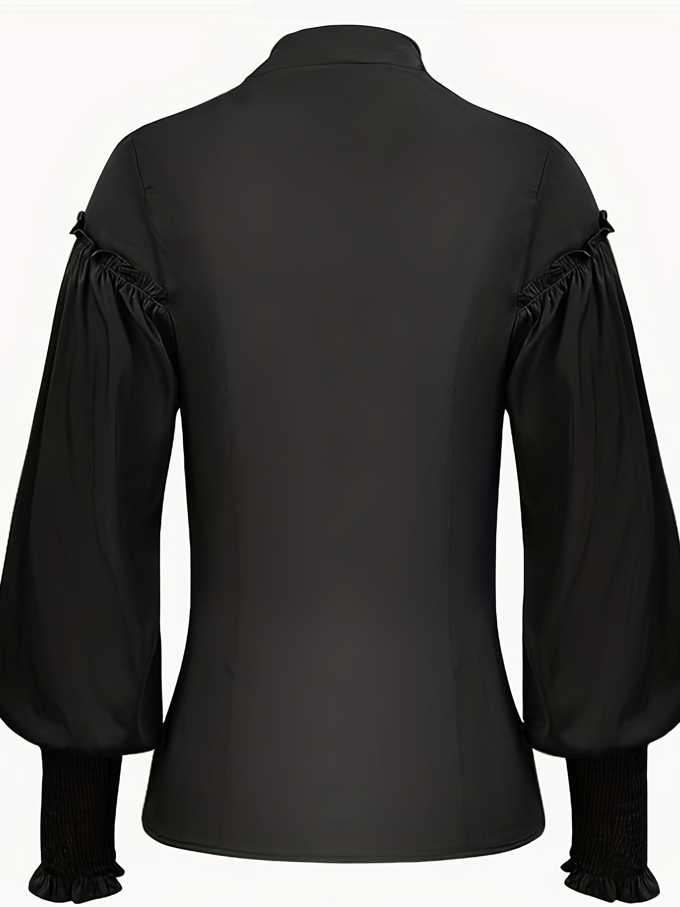 Ruched V Neck Tunic Blouse, Stylish Shirred Lantern Sleeve Victorian Blouse, Women's Clothing