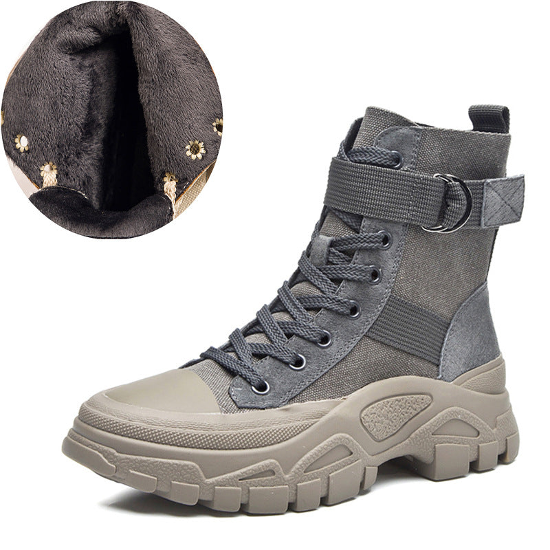 Martin Boots for Women Autumn New Three-Color Net Red Motorcycle Boots Thin Breathable Handsome Increased Trendy Ankle Boots