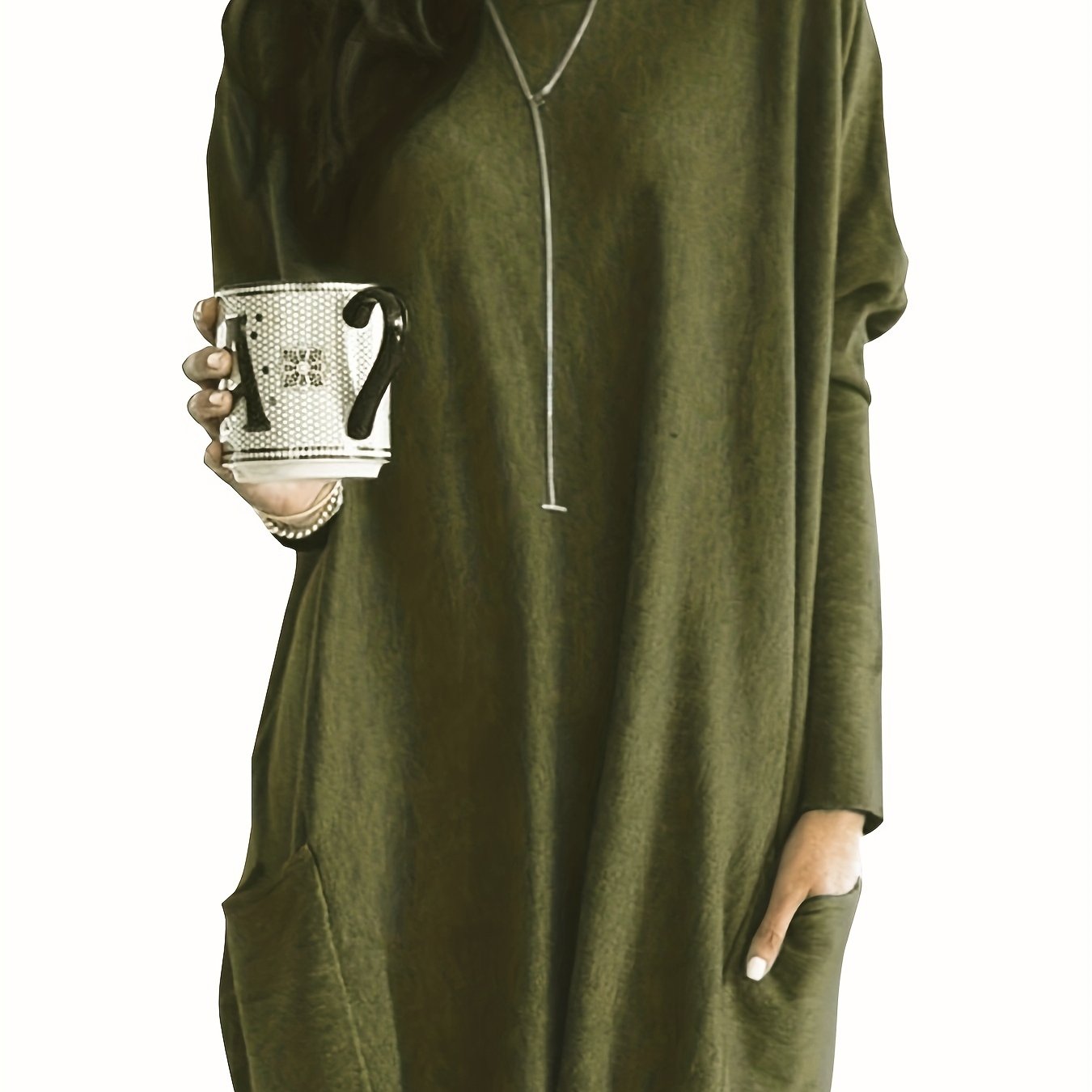 vlovelaw Solid Patched Pockets Pullover Sweatshirt, Casual Long Sleeve Sweatshirt For Spring & Fall, Women's Clothing