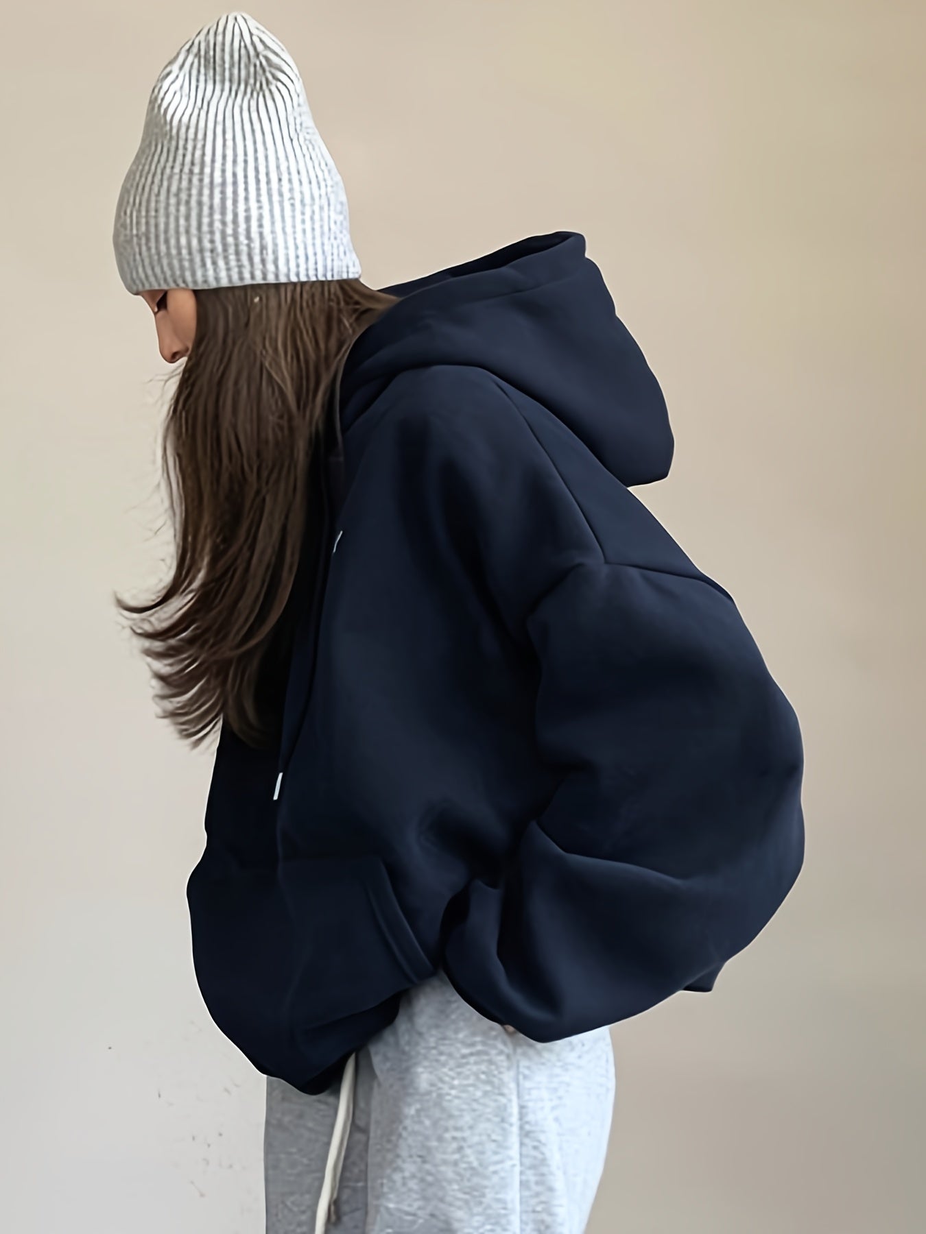 vlovelaw Letter Print Drawstring Hoodie, Casual Long Sleeve Kangaroo Pocket Hoodie Sweatshirt, Women's Clothing