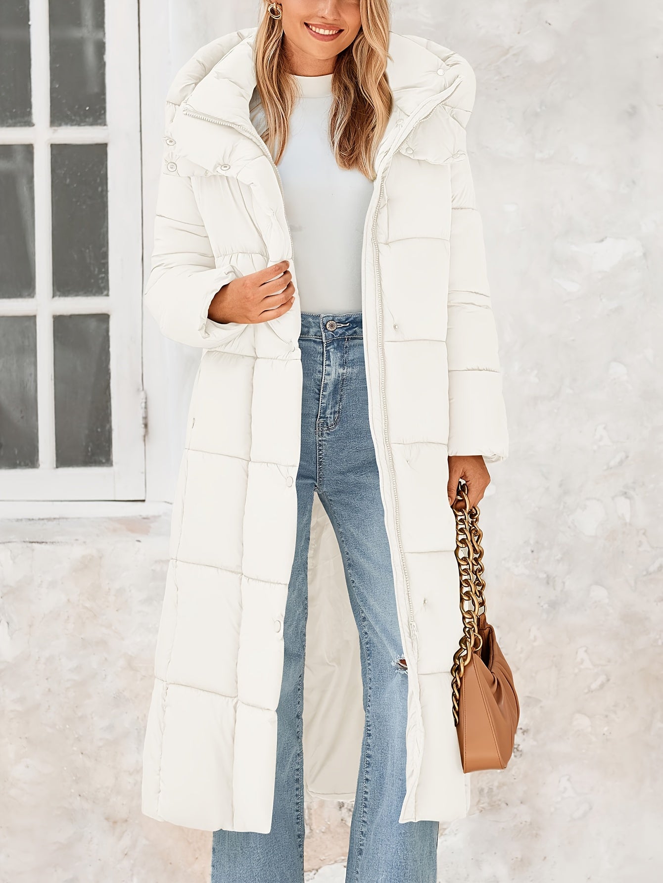 Women's Long Winter Coats Hooded Zip Up Casual Baggy Jackets Trendy Warm Clothes Outerwear