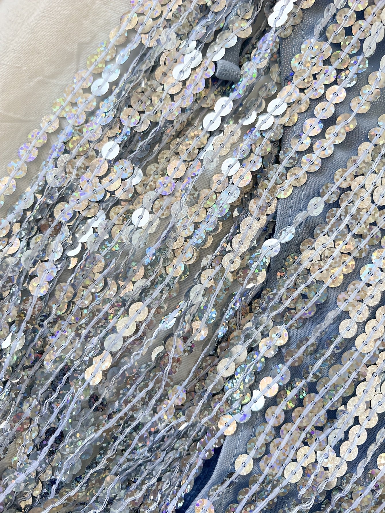 vlovelaw Sequin Fringe Trim 2 Piece Set Bikini, Y2K Style Halter Neck Tie Back Backless High Cut Swimsuits, Women's Swimwear & Clothing