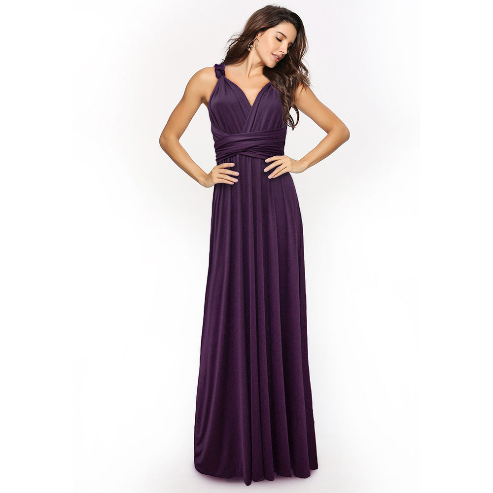 VLOVELAW EBay European and American Cross Backless Sexy Lace-up Dress Long Dress