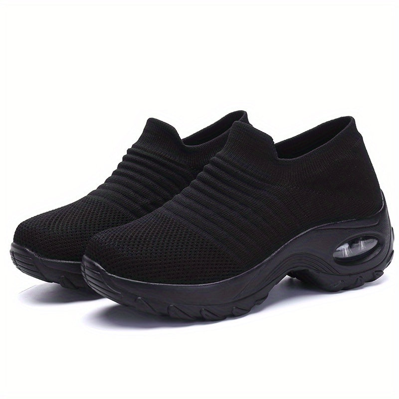 vlovelaw Women's Breathable Knit Sneakers, Comfortable Low Top Slip On Shoes, Women's Air Cushion Shoes