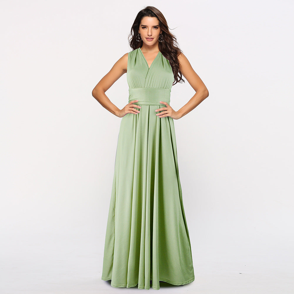 VLOVELAW EBay European and American Cross Backless Sexy Lace-up Dress Long Dress