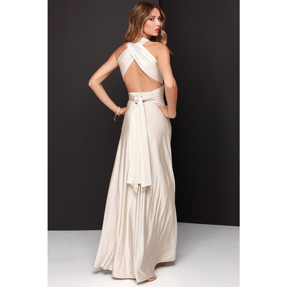 VLOVELAW EBay European and American Cross Backless Sexy Lace-up Dress Long Dress