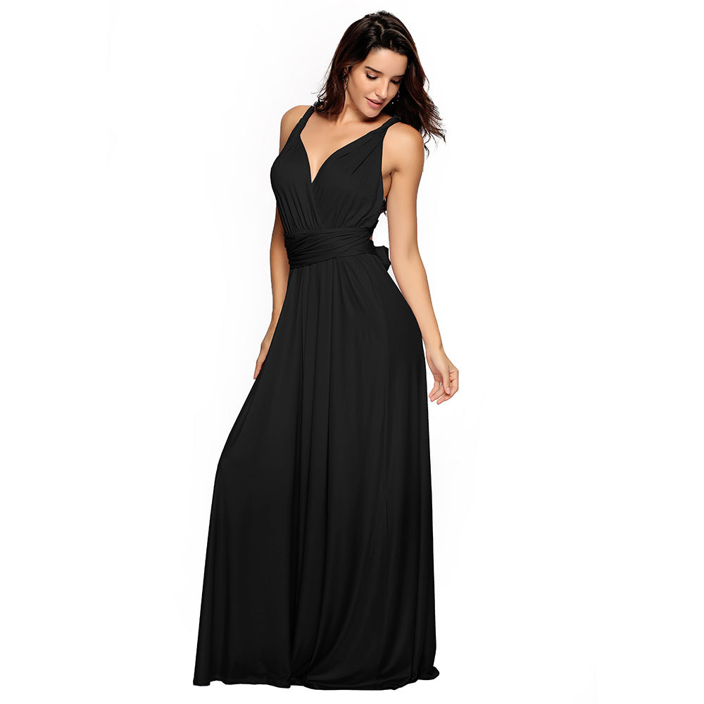 VLOVELAW EBay European and American Cross Backless Sexy Lace-up Dress Long Dress