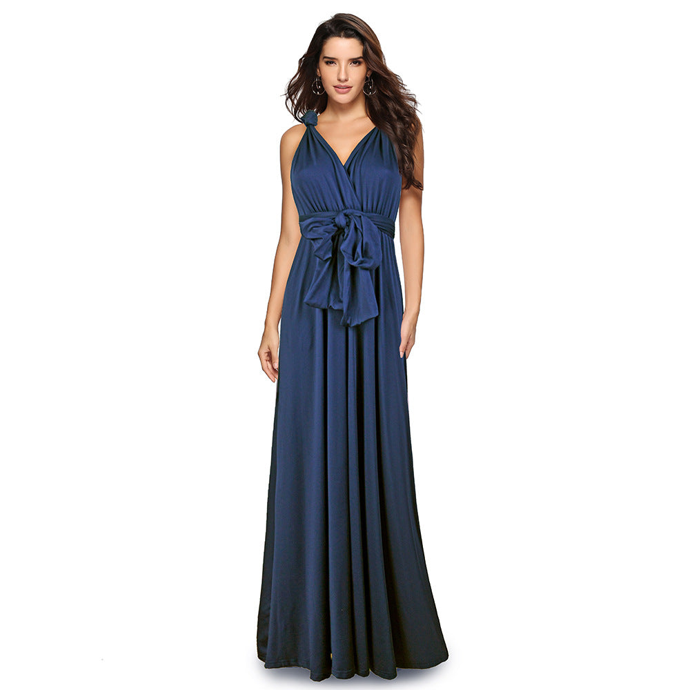 VLOVELAW EBay European and American Cross Backless Sexy Lace-up Dress Long Dress
