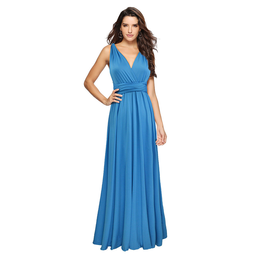 VLOVELAW EBay European and American Cross Backless Sexy Lace-up Dress Long Dress