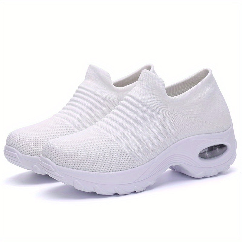 vlovelaw Women's Breathable Knit Sneakers, Comfortable Low Top Slip On Shoes, Women's Air Cushion Shoes