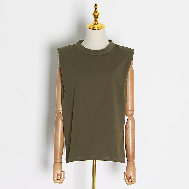 2025 Sleeveless Women's Vest Summer New Hot Sale Crew Neck Black and White Solid Color Women's Loose T-Shirt Women