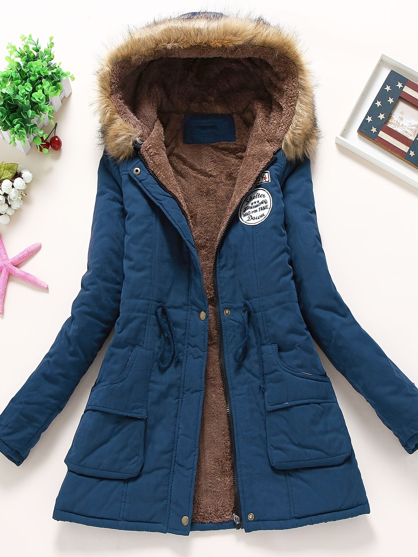 Women's Polyester Long Sleeve Casual Coat - Thick, Warm, Machine Washable, Elegant Design, Perfect for Home and Daily Wear with Hood