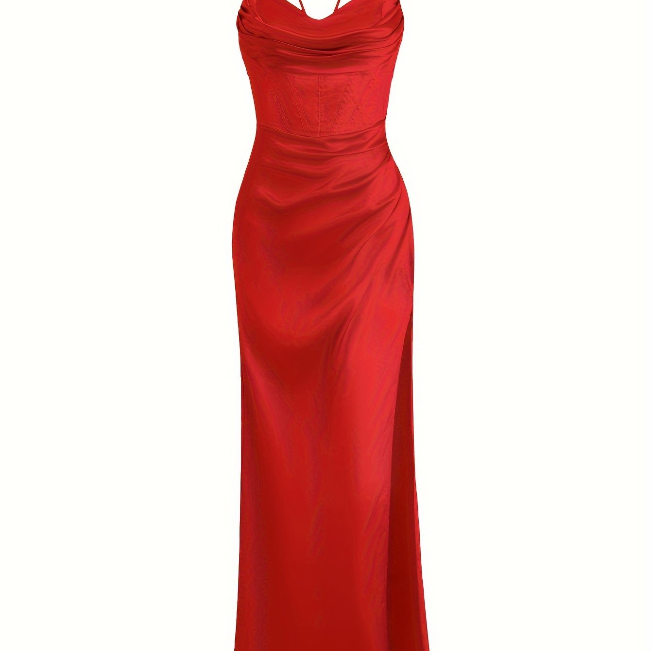 vlovelaw Split Thigh Backless Dress, Sexy Solid Party Maxi Dress, Women's Clothing