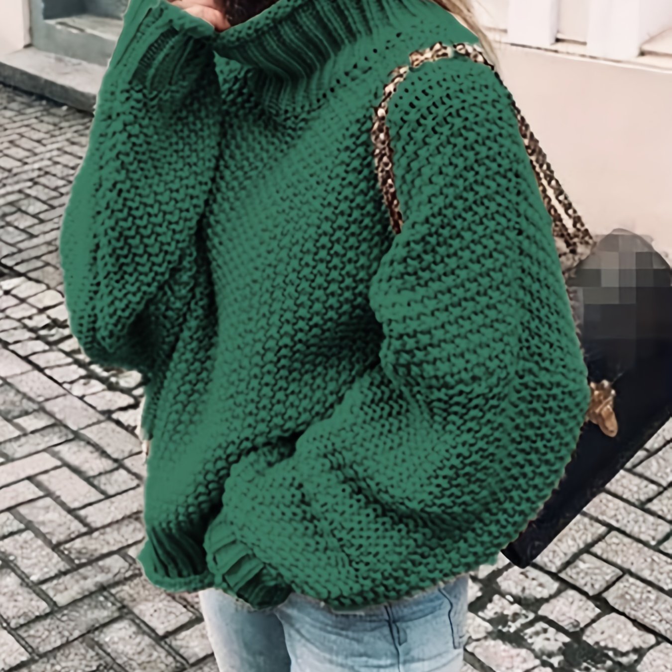 vlovelaw Solid Turtle Neck Pullover Sweater, Casual Long Sleeve Sweater For Fall & Winter, Women's Clothing