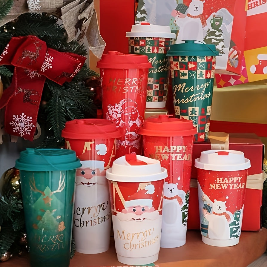 30-Pack Festive Holiday Cups - Christmas & New Year Theme, Lead-Free Polypropylene, Durable Reusable Drinkware with PET Coating, Hand Wash Only, Ideal for Cold Beverages, Travel & Home Use