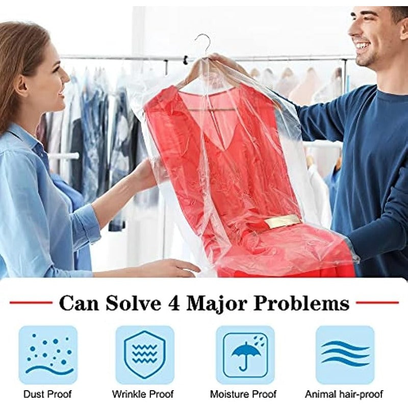 vlovelaw 20pcs 149.99 Cm Plastic Garment Bag Dry Cleaner Bags Clear Plastic Bag Dry Cleaning Laundry Bags For Clothes Cover Hanging Clothes Clothes Storage For Long Dresses Skirt Coat Suit Shirt Jacket