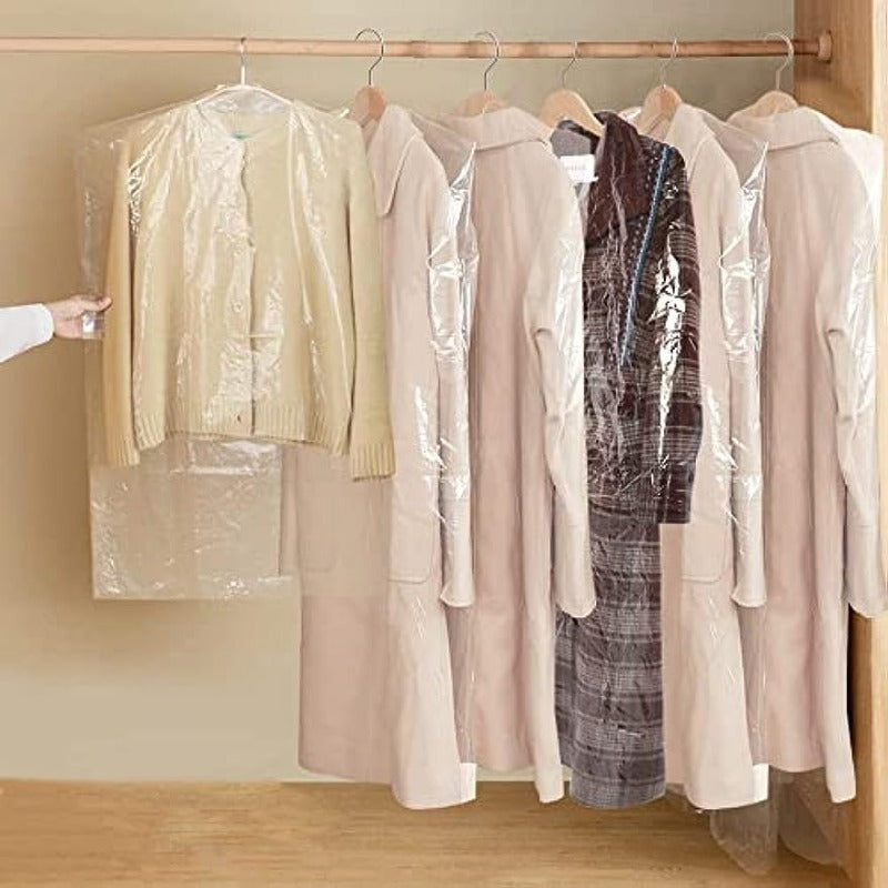 vlovelaw 20pcs 149.99 Cm Plastic Garment Bag Dry Cleaner Bags Clear Plastic Bag Dry Cleaning Laundry Bags For Clothes Cover Hanging Clothes Clothes Storage For Long Dresses Skirt Coat Suit Shirt Jacket